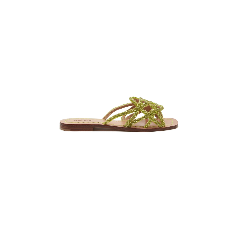 Handbestickte Loafer-Sandalen mit Gewebten Riemen